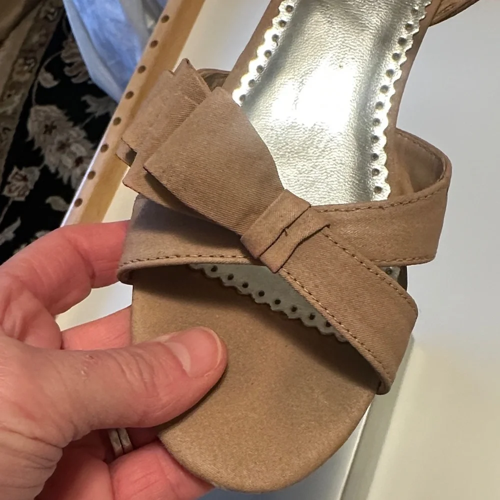 Nordstrom Nude Sandals with Bow Accent